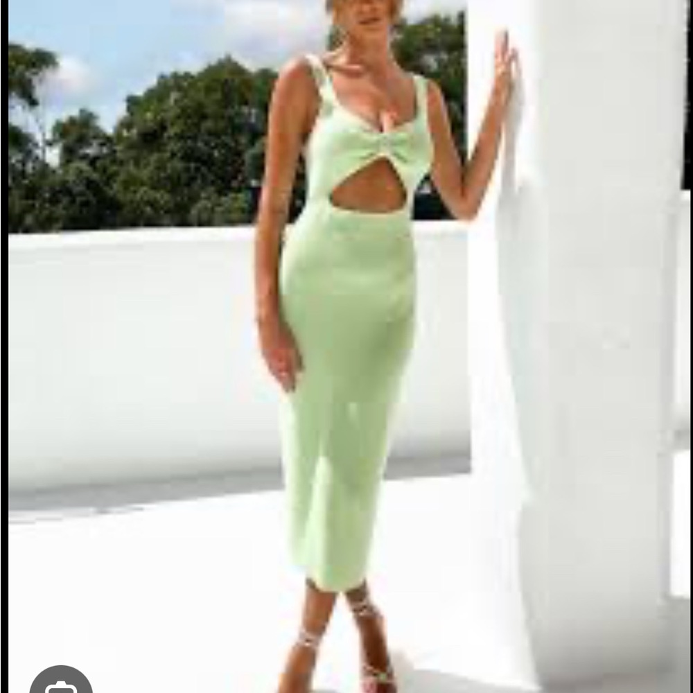 Petal & Pup Pistachio Green Midi Dress with Cutout